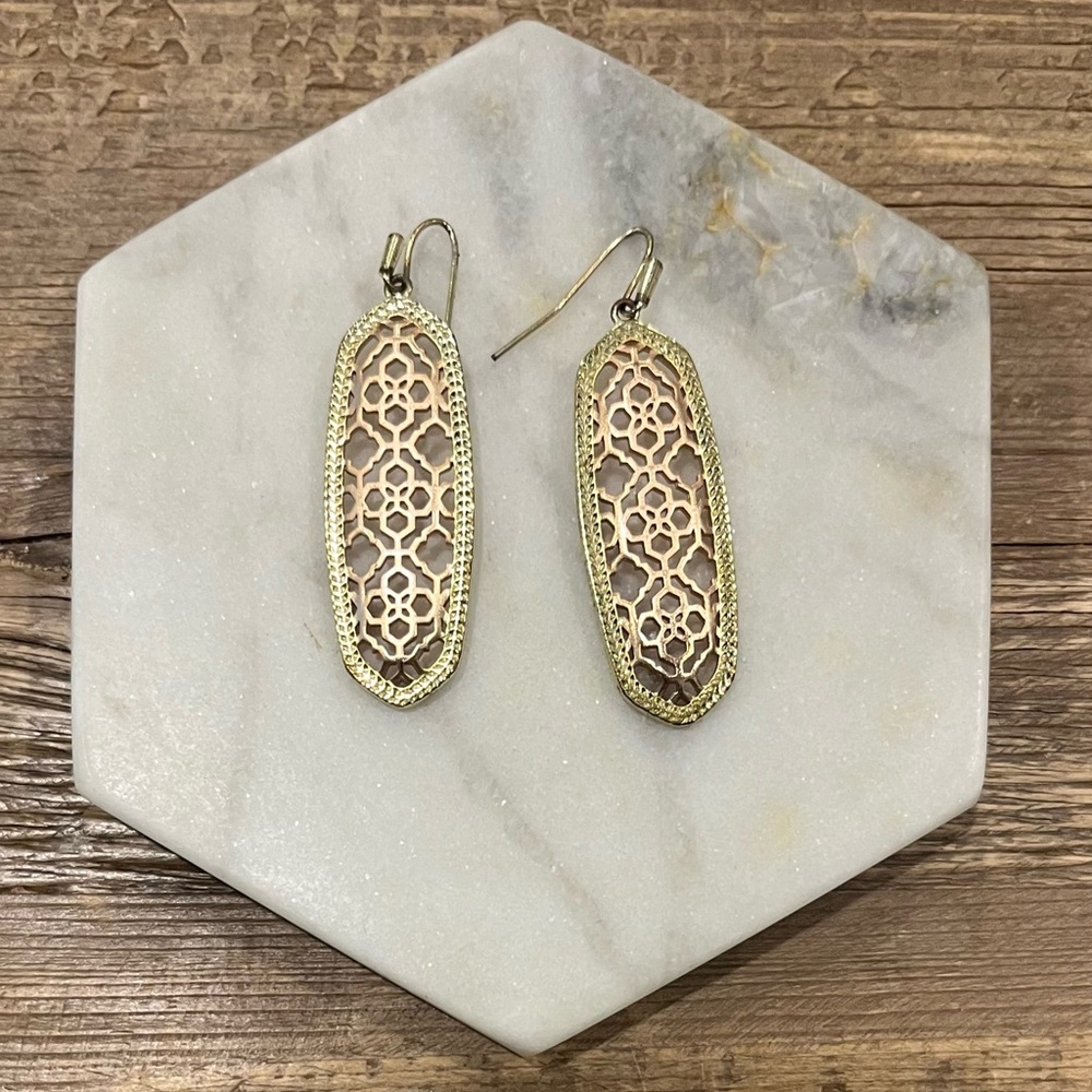 Kendra Scott Two-tone Brenna Filigree Earrings in Rose Gold and Gold